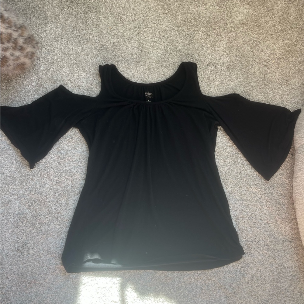 Black Cold Shoulder Top